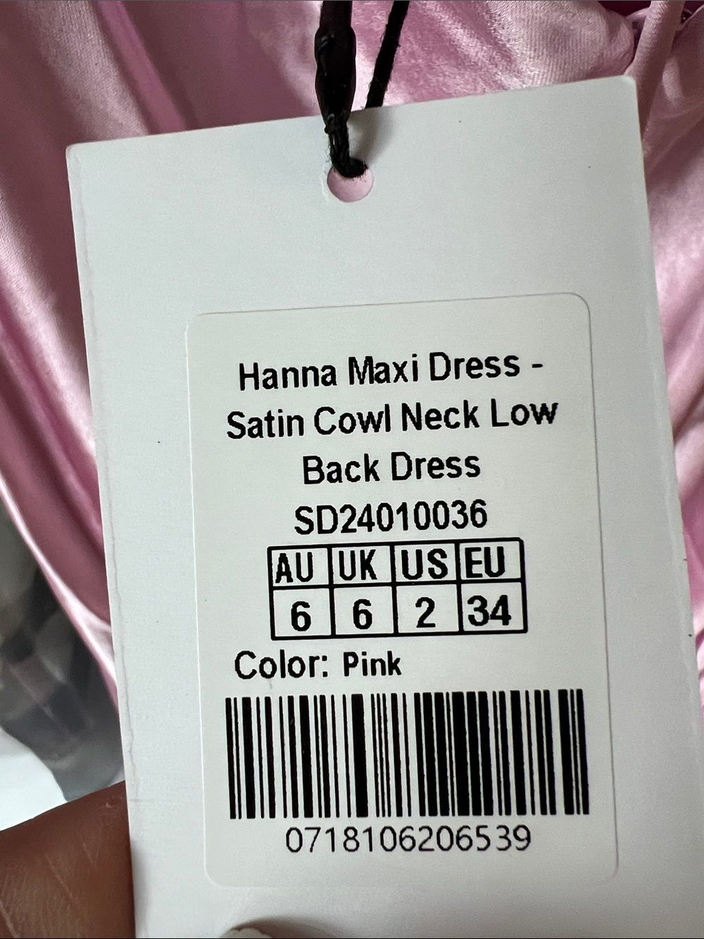 NWT REVOLVE Australia SHOWPO Hanna pink satin cowlneck maxi dress US 2 - Picture 6 of 9